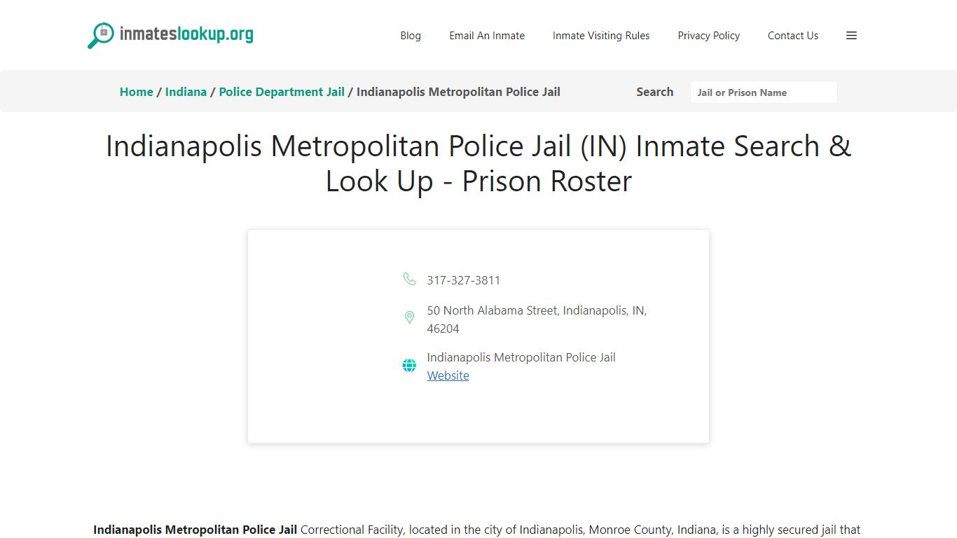 Indianapolis Metropolitan Police Jail (IN) Inmate Search & Look Up ...
